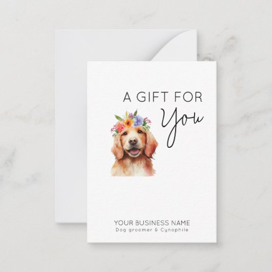 愛らしい犬の花水色グルーミングギフトカード ノートカード (正面)