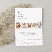 愛らしい犬の花水色グルーミングギフトカード ノートカード