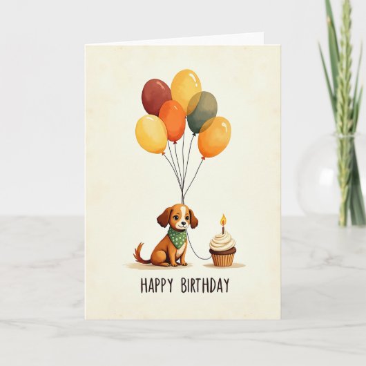 愛らしい犬の誕生日カード カード (正面)