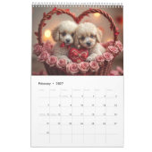 愛らしい犬の1年 カレンダー (2月 2027)