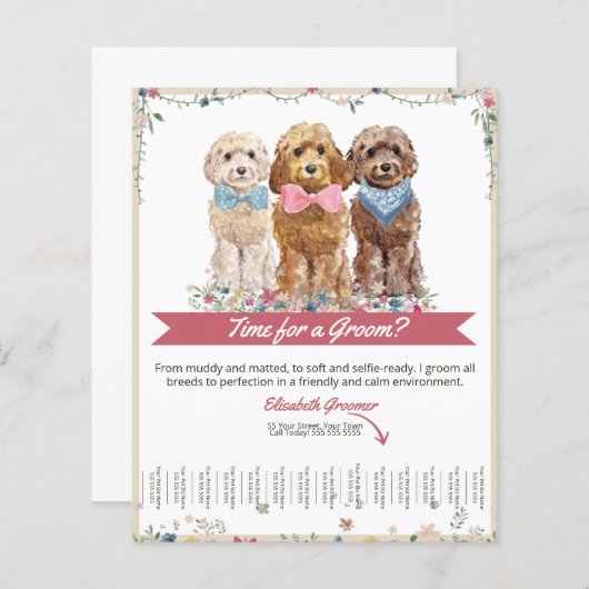 愛らしい犬トリマーティアシートフライヤー (正面/裏面)