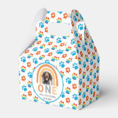 愛らしい犬レインボーウォーターカラー1歳の誕生日パーティー フェイバーボックス (裏面サイド)