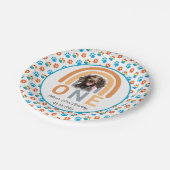 愛らしい犬レインボーウォーターカラー1歳の誕生日パーティー ペーパープレート (アングル)