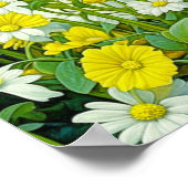 愛らしい猫が野原で座るデイジー ポスター (角)