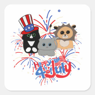 愛らしい猫たち7月4日 スクエアシール