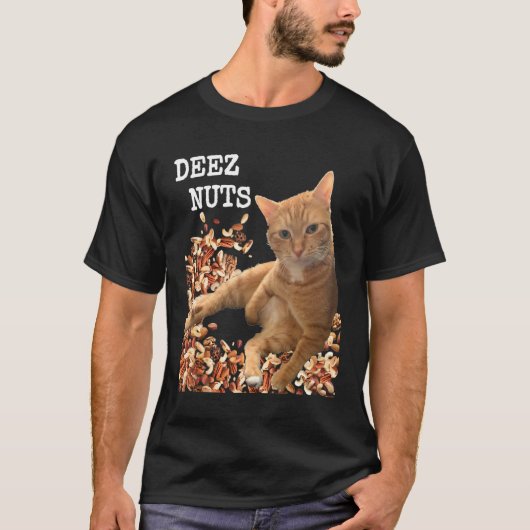 愛らしい猫とミックスニューとのディーズナッツのジョーク Tシャツ (正面)