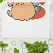 愛らしい猫と犬のハグ – ニャー&ウォフデザイン キッチンタオル (折り畳み)