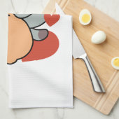 愛らしい猫と犬のハグ – ニャー&ウォフデザイン キッチンタオル (四つ折り)