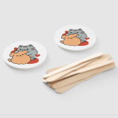 愛らしい猫と犬のハグ – ニャー&ウォフデザイン ハンドファン (組立なし)