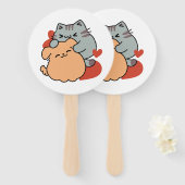 愛らしい猫と犬のハグ – ニャー&ウォフデザイン ハンドファン (正面&裏面)