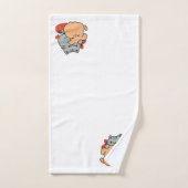 愛らしい猫と犬のハグ – ニャー&ウォフデザイン バスタオルセット (ハンドタオル)