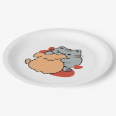 愛らしい猫と犬のハグ – ニャー&ウォフデザイン ペーパープレート (アングル)