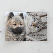 愛らしい猫と犬のバレンタインデーのカード カード (内部)