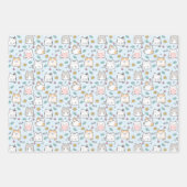 愛らしい猫と青をテーマにした ラッピングペーパーシート (正面2)