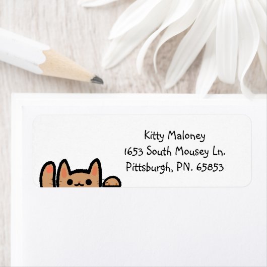 愛らしい猫なびく ラベル (インサイチュ)