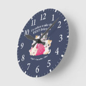 愛らしい猫のいとこ最高のが友達カスタム ラウンド壁時計 (傾斜)