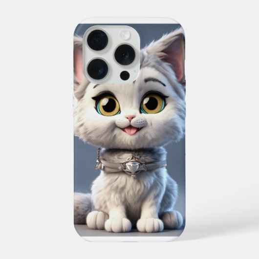 愛らしい猫のイラスト入りiPhone 15 Proケース iPhoneケース (裏面)