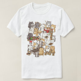 愛らしい猫のカピット煎餅作り Tシャツ