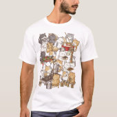 愛らしい猫のカピット煎餅作り Tシャツ (正面)