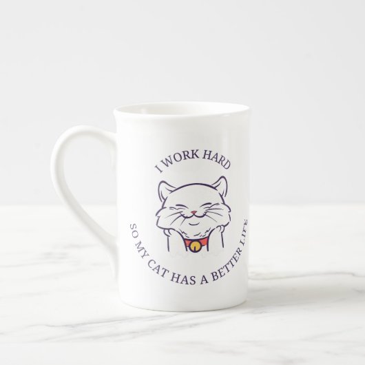 愛らしい猫のコーヒーマグカップ - 猫好きへのギフト ボーンチャイナマグカップ (左)