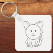 愛らしい猫のスケッチ キーホルダー (正面)