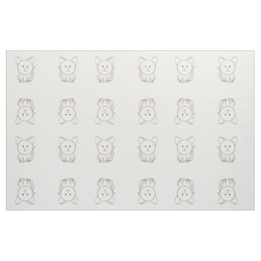 愛らしい猫のスケッチ ファブリック (ファットクウォーター)
