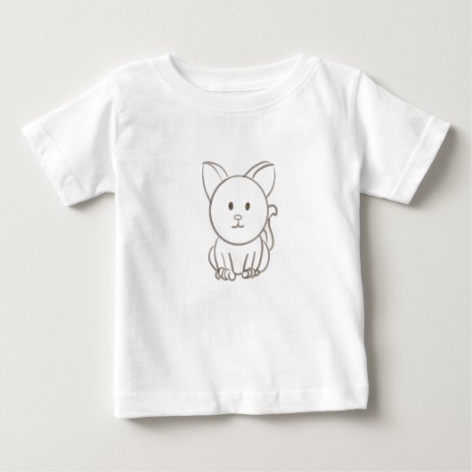 愛らしい猫のスケッチ ベビーTシャツ (正面)