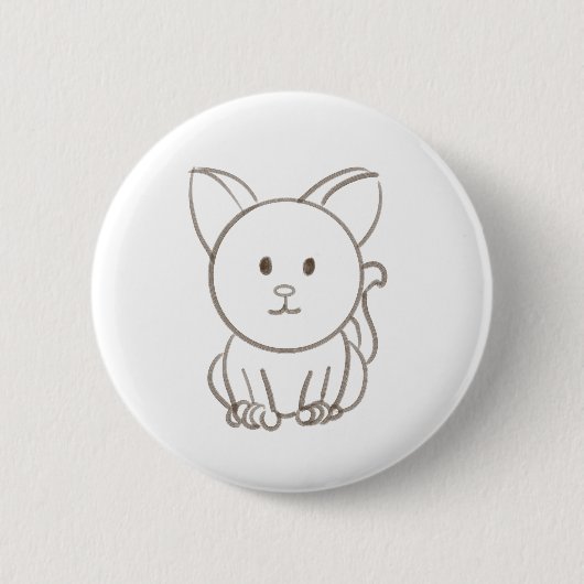 愛らしい猫のスケッチ 缶バッジ (正面)