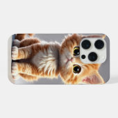 愛らしい猫のデザインのiPhone 15 Proケース iPhoneケース (裏面横)