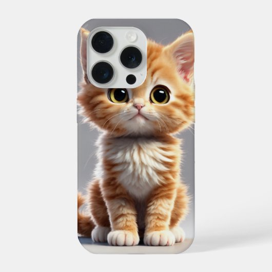 愛らしい猫のデザインのiPhone 15 Proケース iPhoneケース (裏面)