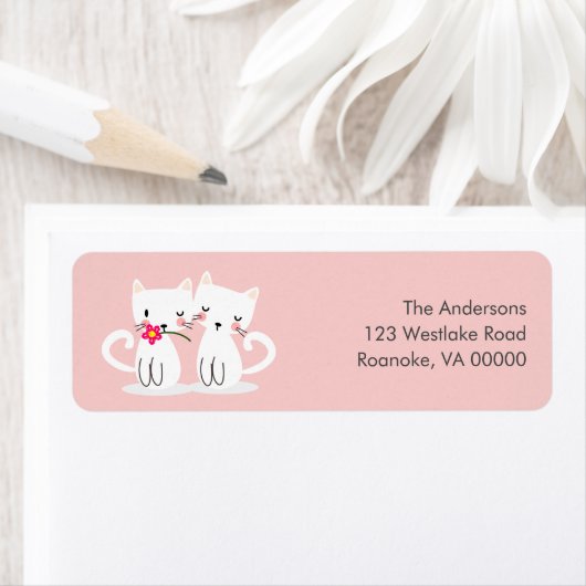 愛らしい猫のバレンタインデーパーソナライズされた ラベル (インサイチュ)