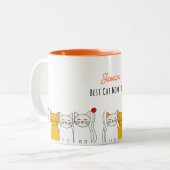 愛らしい猫のマグカップパーソナライズされた- Cat Momギフトアイディア ツートーンマグカップ (正面左)