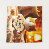 愛らしい猫の心からのメッセージ タペストリー (正面(横))