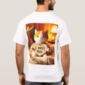 愛らしい猫の心からのメッセージ Tシャツ (裏面)