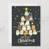 愛らしい猫の木のペットラバークリスマス フラット シーズンカード (正面)