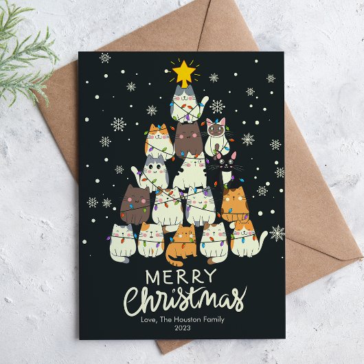 愛らしい猫の木のペットラバー クリスマス フラット