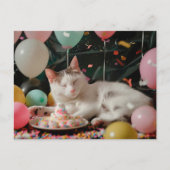 愛らしい猫の誕生日お祝いデザイン ポストカード (正面)