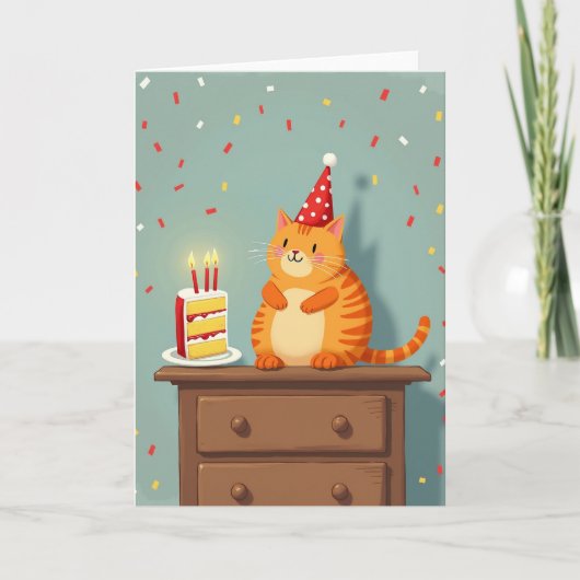 愛らしい猫の誕生日カード カード (正面)