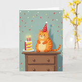愛らしい猫の誕生日カード カード (黄色い花)