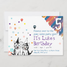 愛らしい猫の誕生日招待状