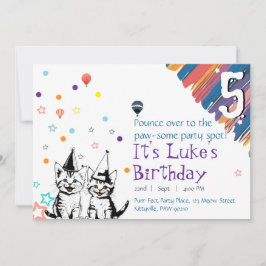 愛らしい猫の誕生日招待状 招待状