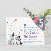 愛らしい猫の誕生日招待状 招待状 (スタンド正面)