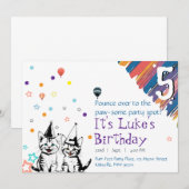 愛らしい猫の誕生日招待状 招待状 (正面/裏面)