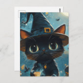 愛らしい猫の魔女 ポストカード (正面/裏面)