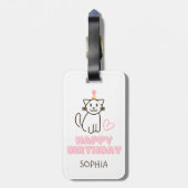 愛らしい猫を誕生日帽子 ラゲッジタグ (裏面縦)