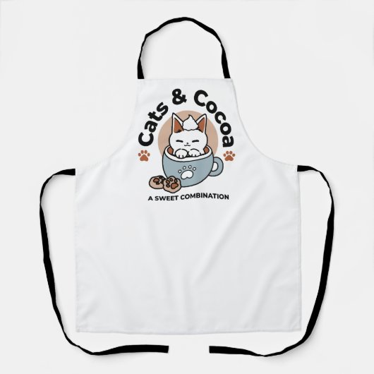 愛らしい猫インマグホリデーデザイン- Cat & Cocoa エプロン (正面)