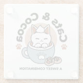 愛らしい猫インマグホリデーデザイン- Cat & Cocoa ガラスコースター (裏面)