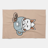 愛らしい猫インマグホリデーデザイン- Cat & Cocoa キッチンタオル (横)