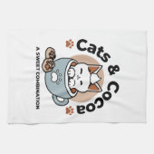 愛らしい猫インマグホリデーデザイン- Cat & Cocoa キッチンタオル (横)