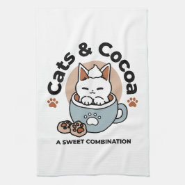 愛らしい猫インマグホリデーデザイン- Cat & Cocoa キッチンタオル